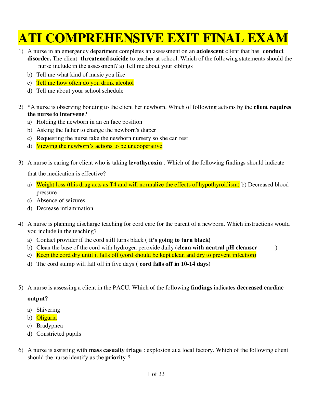 Preview image for EXTRA ATI COMPREHENSIVE FINAL EXAM | Questions & Answers already graded A